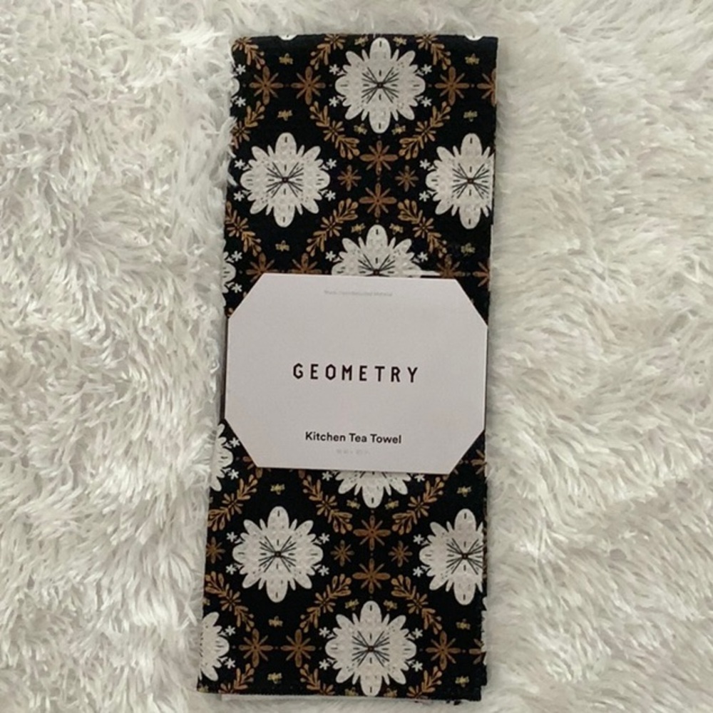 Geometry Black and White Kitchen Tea Towel